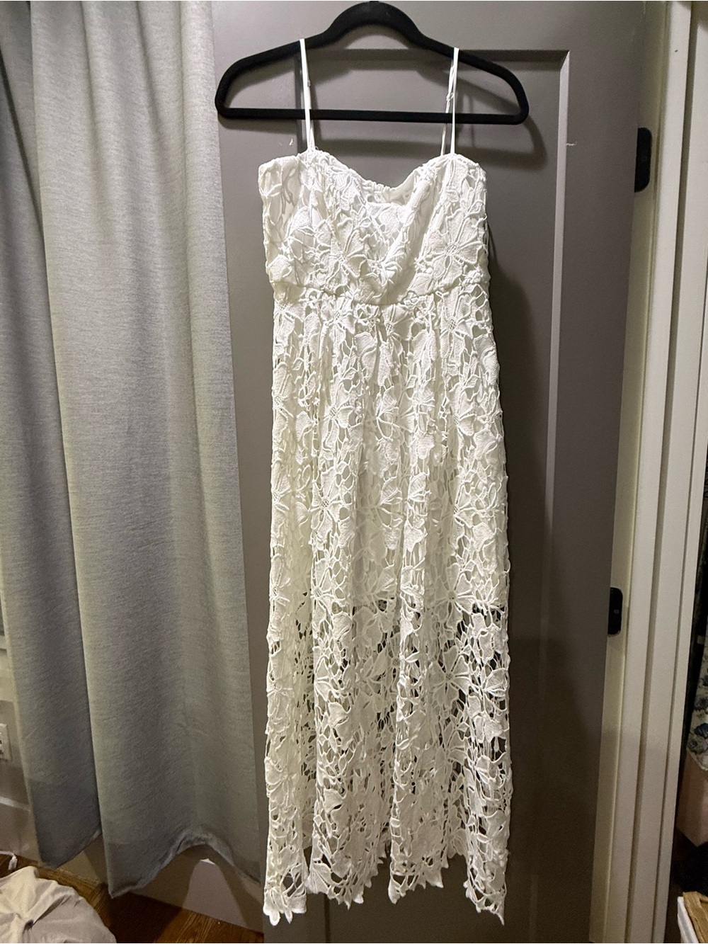 White floral Lace Midi Dress